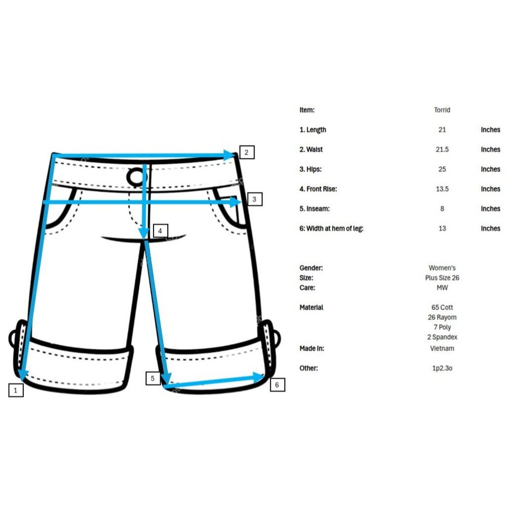 Torrid Womens Plus Size Bermuda Shorts Womens 26 Light Wash Pockets Distressed - Picture 7 of 7